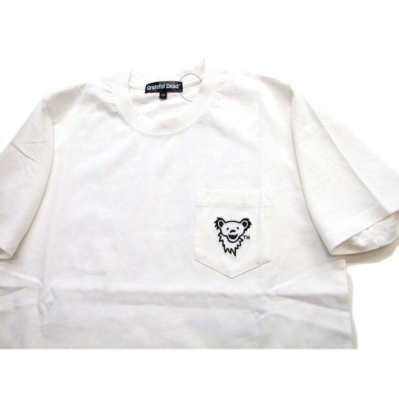 デッドベアー Tシャツ バンダナ柄半袖Tシャツ 白 GRAITEFUL DEAD BEAR ポケットTシャツ GC-04 刺繍とプリント  k2select2020