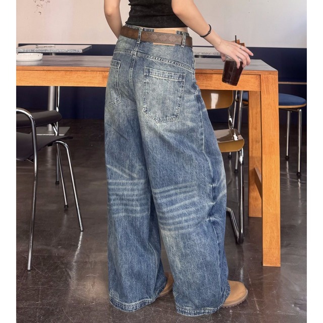 ストーンウォッシュルーズデニムパンツ 1col R02275