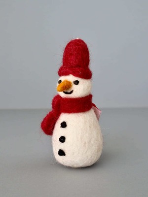 【SALE】 雪だるま オーナメント 赤 マフラー / 【SALE】 Snowman with Red Scarf