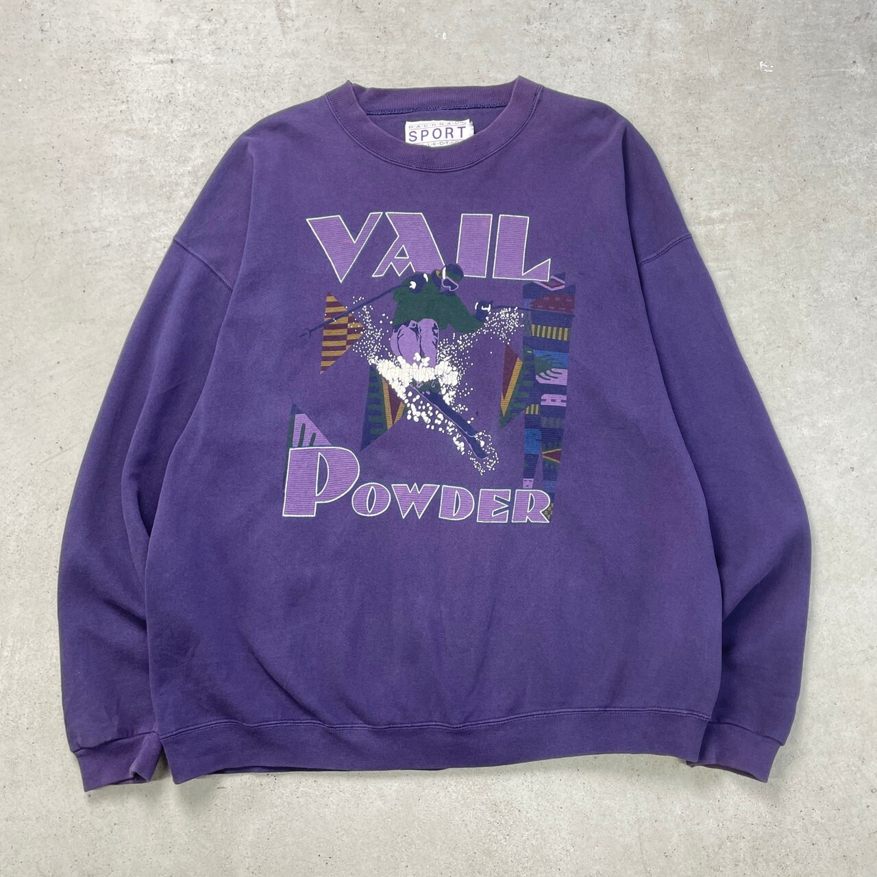 90年代 USA製 VAIL POWDER プリントスウェットシャツ スキー メンズXL 