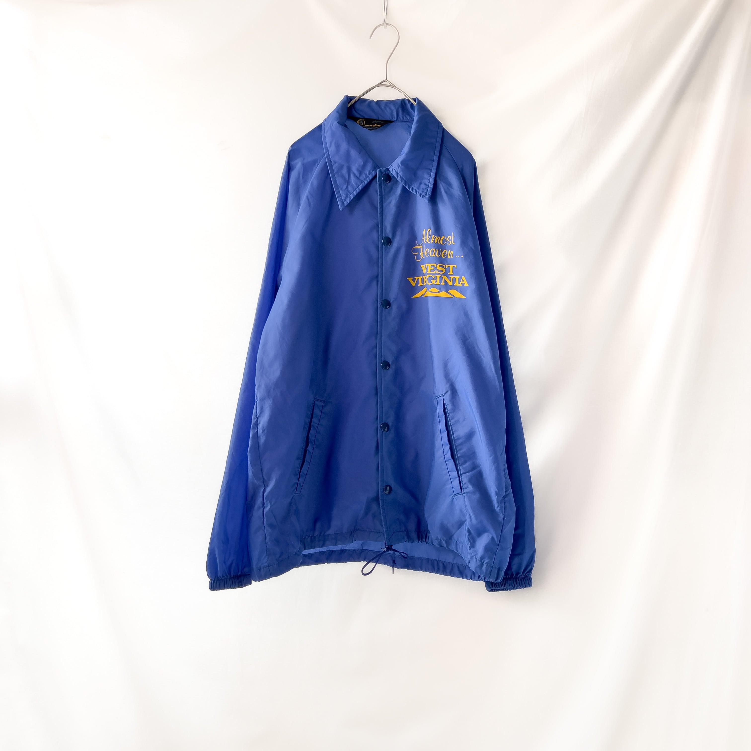 70s “champion” runners tag coach jacket -Almost heaven... west virginia  70年代 チャンピオン ランナーズタグ コーチジャケット ブルー ヴィンテージ vintage