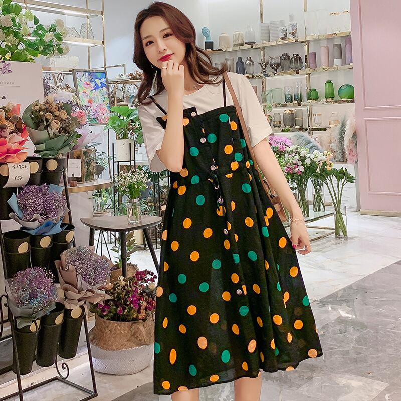 【新作】【送料無料】 マタニティウェア2020夏の新しい水玉模様の偽のツーピース母乳育児スカートバージョンの中型母乳育児スカート年齢を減らす潮の母親-アリババ サマー 夏物 expec284358021327