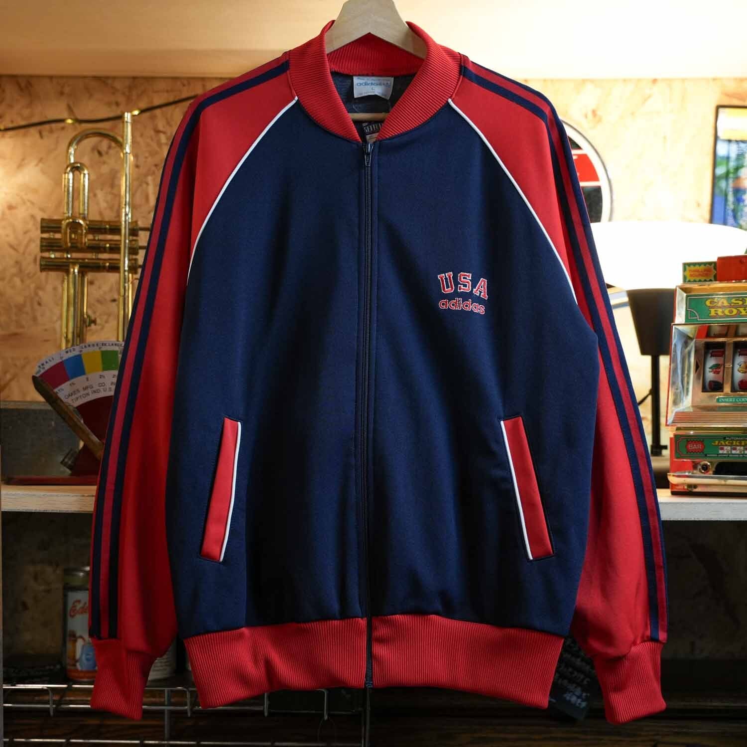 【超希少】70s80s アディダス トラックジャケット ATP USA製 紺白M 80s adidas アディダス ジャージ ATP 希少 ホワイト ネイビー 超希少