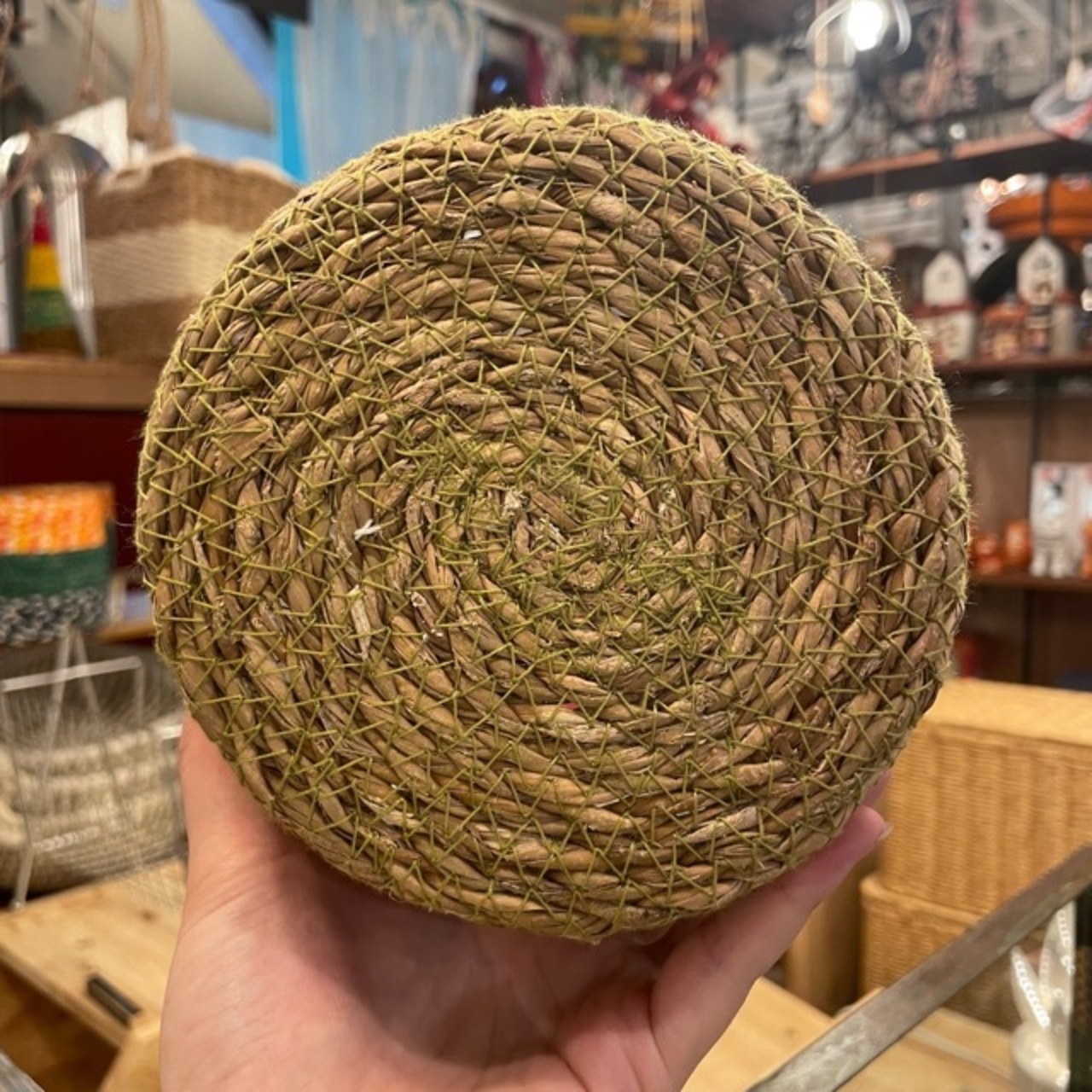 Bangladesh Nursery pot 2color pink green / ナーセリーポット 園芸 室内 観葉植物 水草 カゴ 編み物 手編み ハンドメイド かわいい グリーン ピンク 天然素材 バングラデシュ リビング雑貨 インテリア