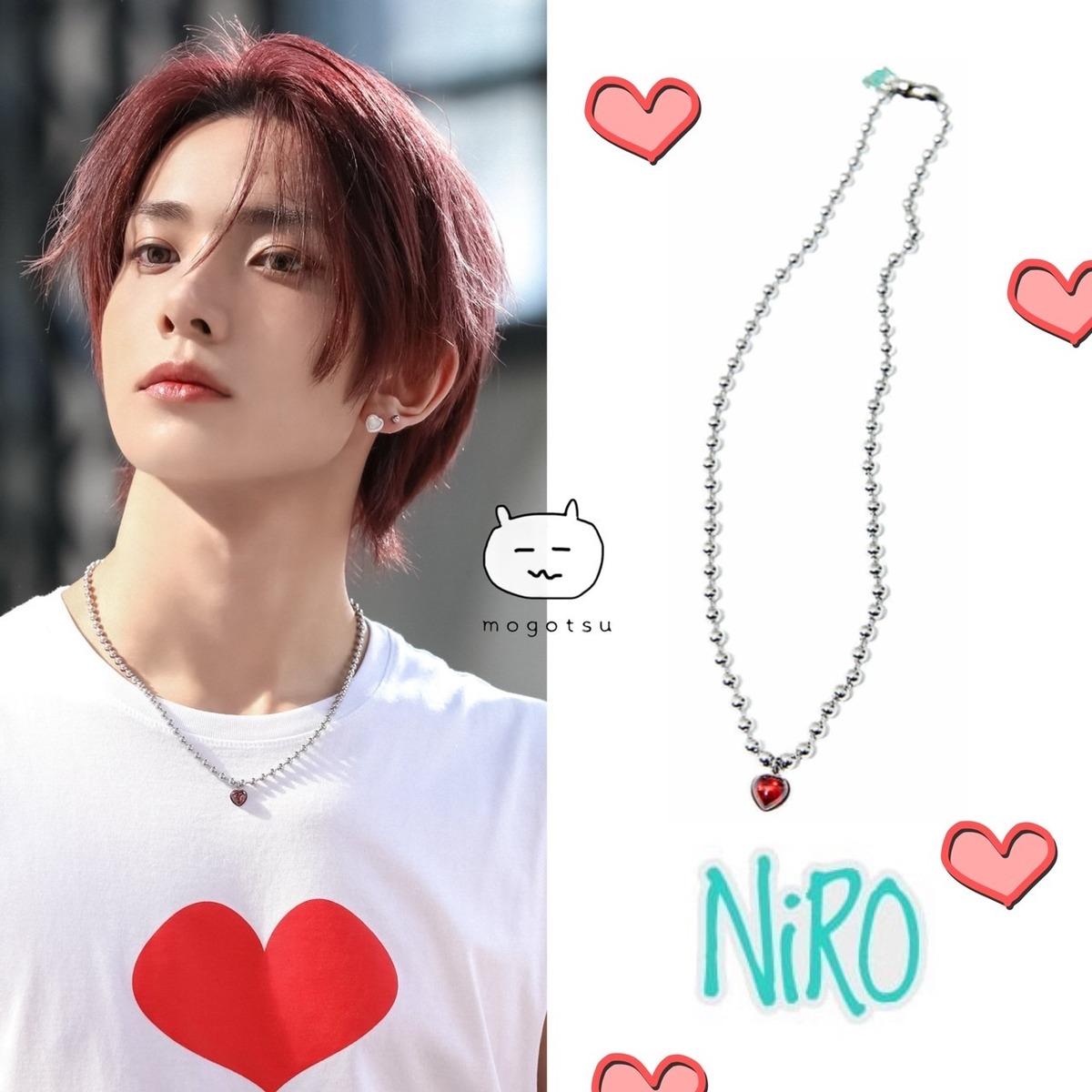 ☆ENHYPEN ヒスン 着用！！【NIRO】HEART GARNET NECKLACE #56 | もごつ