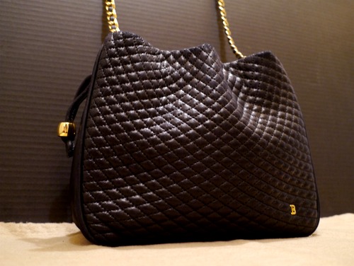 美品◆BALLYバリー チェーンデザイン レザーショルダー バッグ黒◆