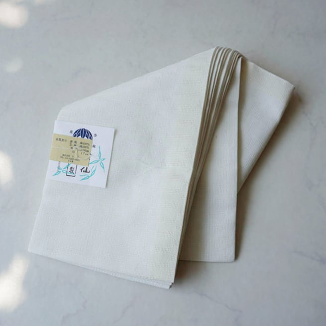 竺仙・半幅帯】白 市松地文 麻半幅帯 | 大山キモノ・ちぇらうなぼるた