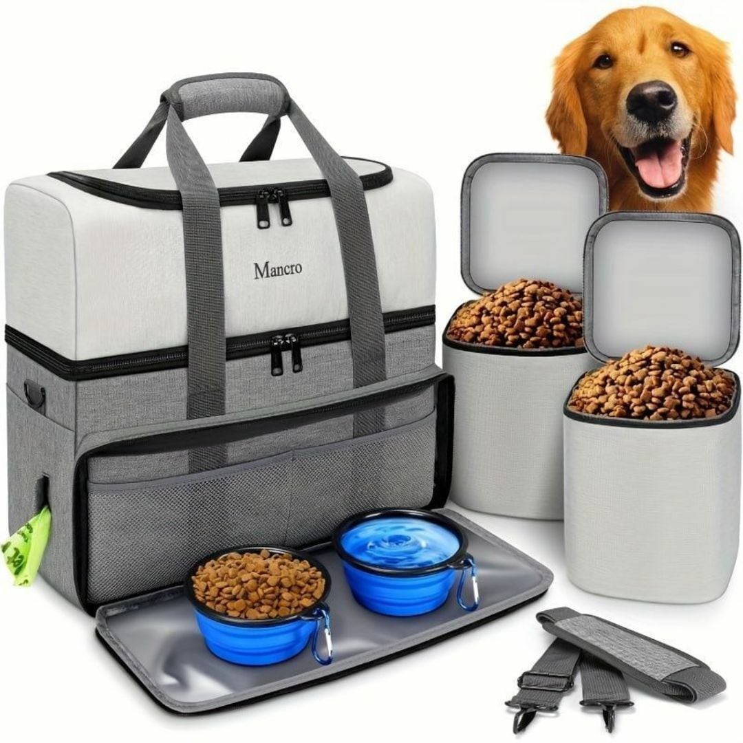 犬用トラベルバッグ 二層 特大フードコンテナ2個付き ペットトラベルバッグ ペット用品 犬用トラベルバッグ 二層 特大フードコンテナ2個付き