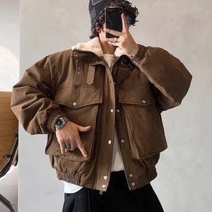 American Retro Large Pocket Sherpa Lined Padded Jacket (FD099)