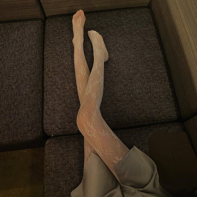 オータムウィンター薄手ブラックストッキング ホワイトレースワンピースソックス 秋物 冬物 タイツ YY-ファッション54216570774