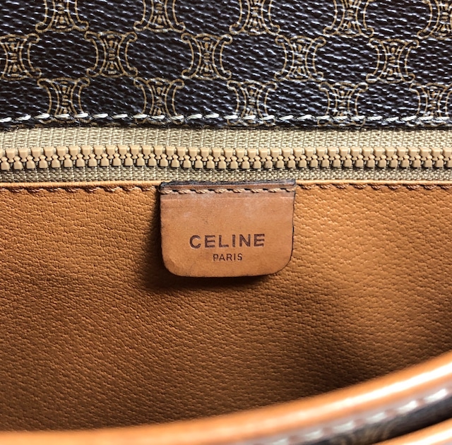 CELINE セリーヌ マカダム ショルダーバッグ ブラウン ブラゾン型押し PVC vintage ヴィンテージ オールド uuvwb7