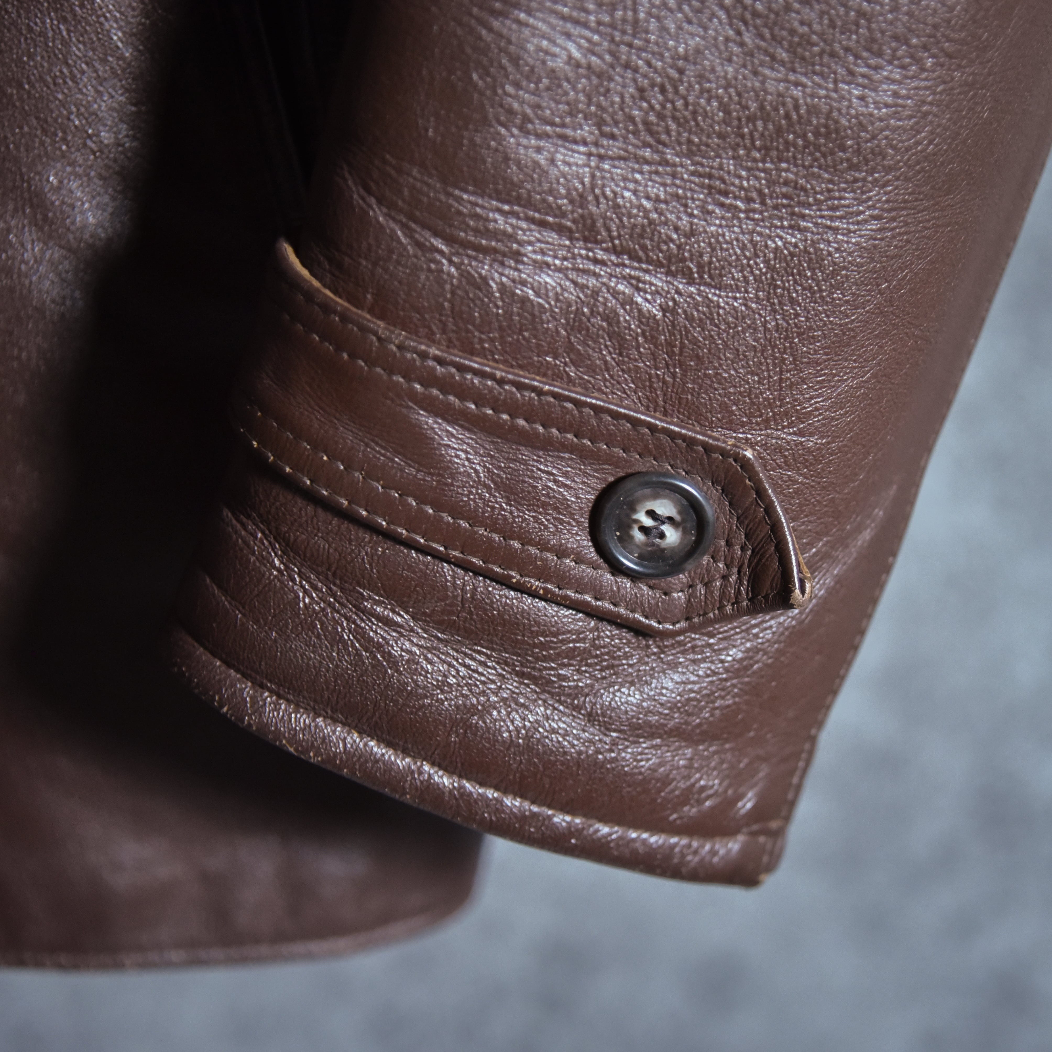 70s Le Corbusier Leather Double Breasted Jacket Brown ル