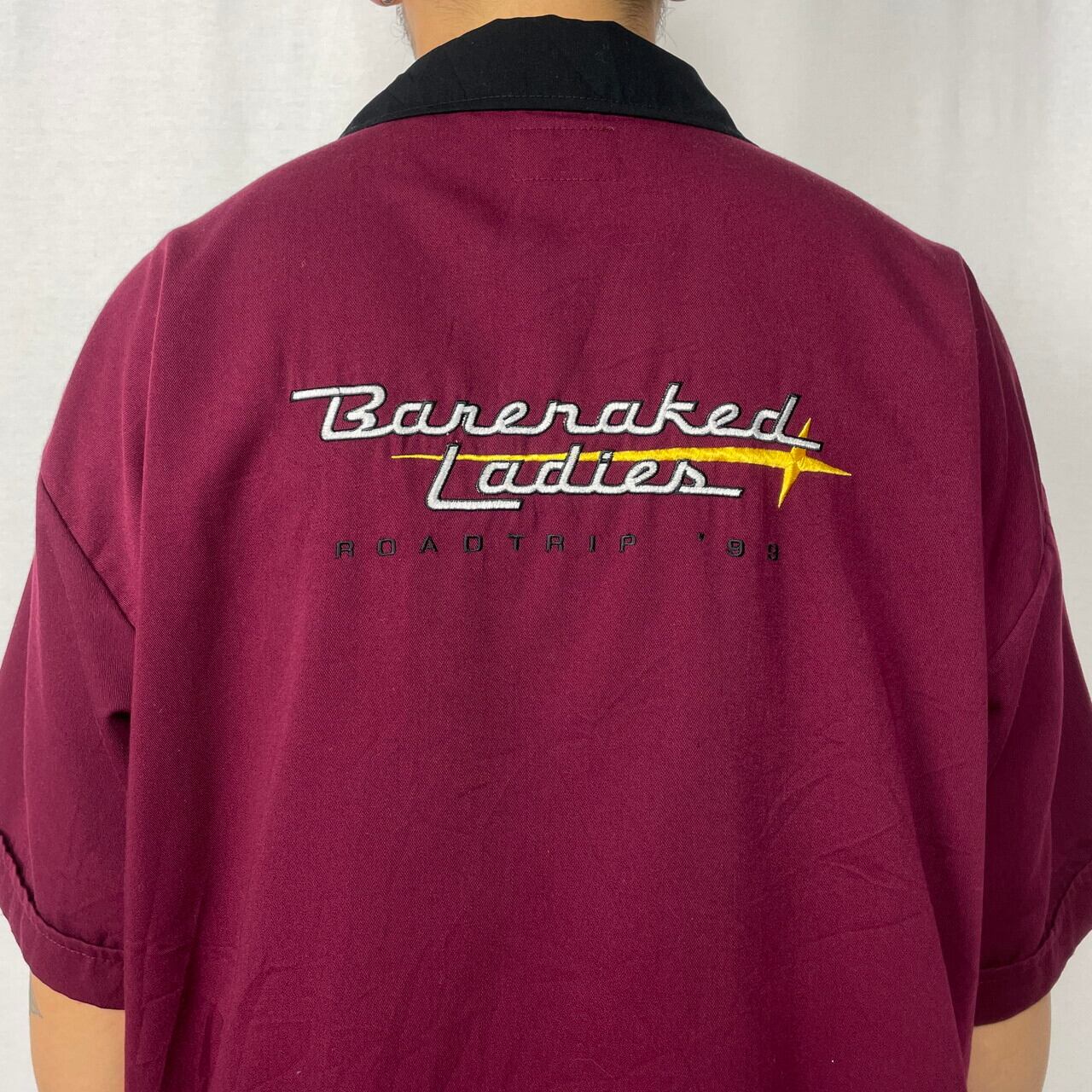 USA製　ボーリングシャツ　半袖　アメカジ　古着　レッド　刺繍 USA製 ボーリングシャツ 半袖 アメカジ 古着 レッド 刺繍の通販