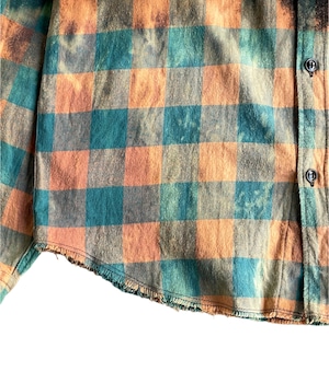 Remake bleach check flannel shirt -Ska/VANDALISM-