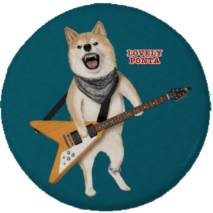 缶バッチ/ギターぽん太/青/44ｍｍ