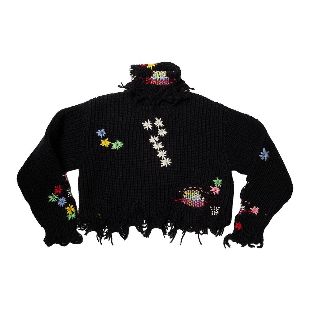 doublet DARNING CUT OFF PULL OVER ニット 24AW】doublet DARNING CUT OFF KNIT PULLOVER (BLACK) 24AW59KN159
