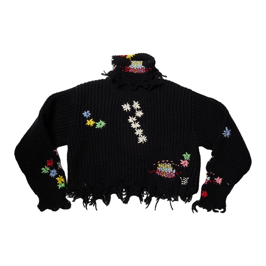 24AW】doublet DARNING CUT OFF KNIT PULLOVER (BLACK) 24AW59KN159 