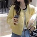 長袖ジャケット レディース アウター ショート丈ジャケット 羽織 ジャケット 長袖 ラウンドネック シンプル 無地 カジュアル お出かけ おしゃれ きれいめ エレガント 黄色 イエロー ファッション