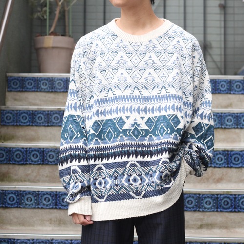 USA VINTAGE ATLANTIC TRADERS PATTERNED DESIGN OVER KNIT/アメリカ古着柄デザインオーバーニット