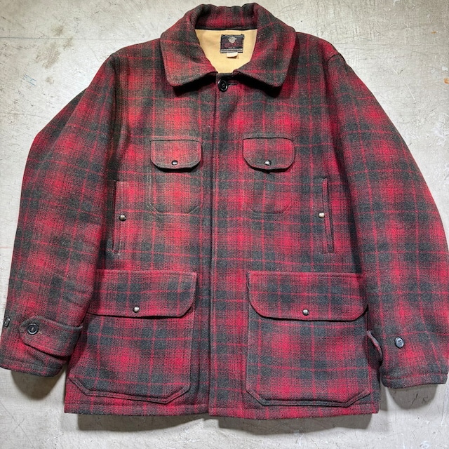 ~40's JOHNSON WOOLEN MILLS ジョンソンウーレンミルズ ウールハンティングコート チェック レッド ブラック size40 リペア有 希少 ヴィンテージ BA-2457 RM2876H