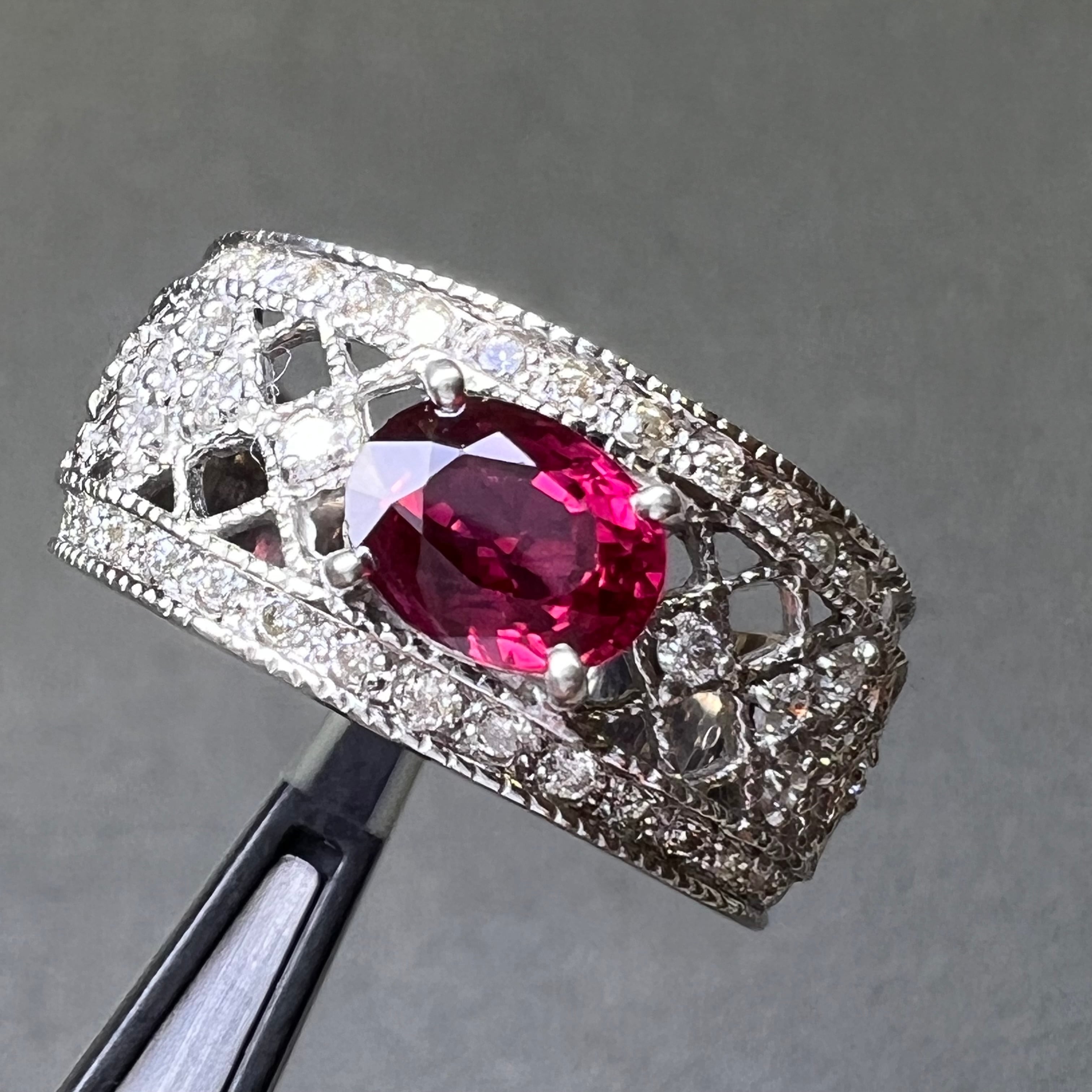 K18WG ルビー 1.208ct D0.45ct 14.5号 リング used磨き済み K18WG ルビー 1.208ct D0.45ct 14.5号 リング used磨き済み