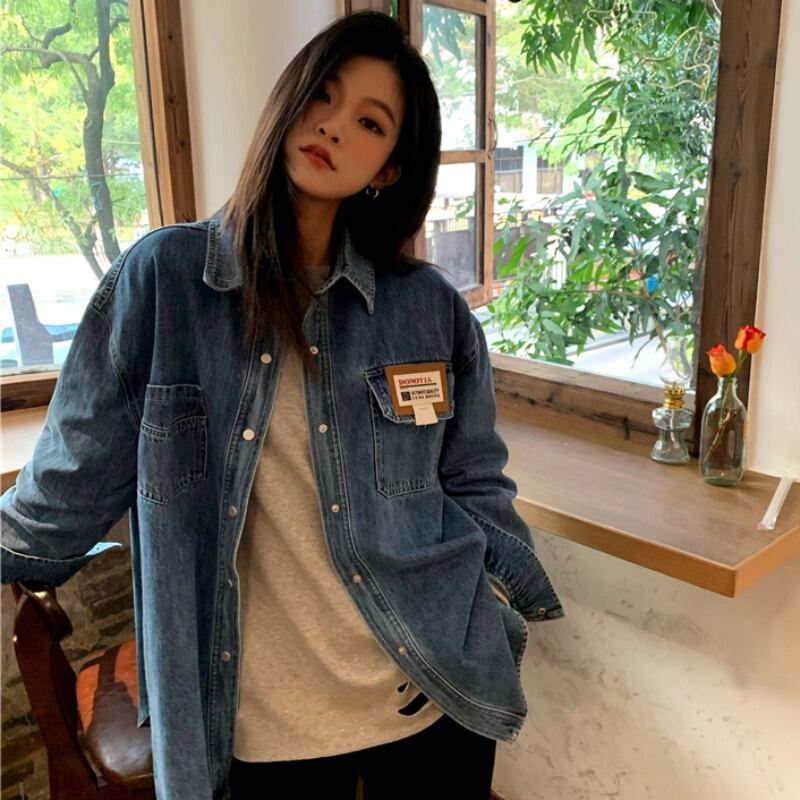 シャツ ジャケット オータムウィンタースタンダードルーズトップス ロング レトロ 秋物 冬物 YY-ファッション50931476279