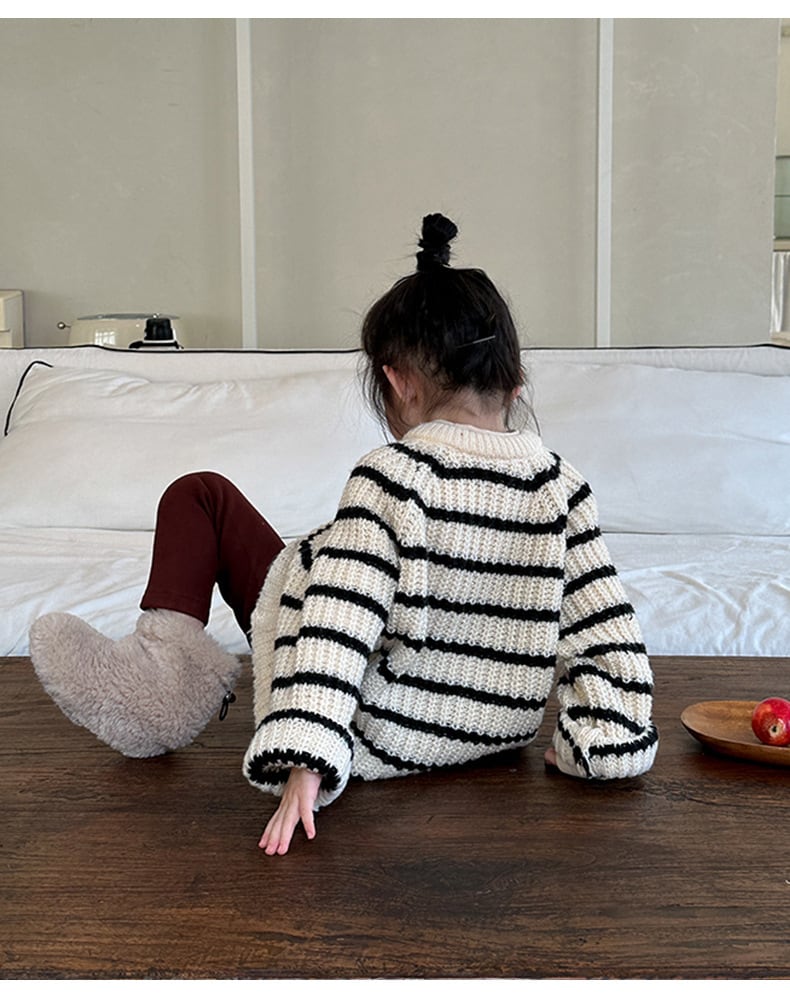 100,110cm　2colorボーダージッパーセーター