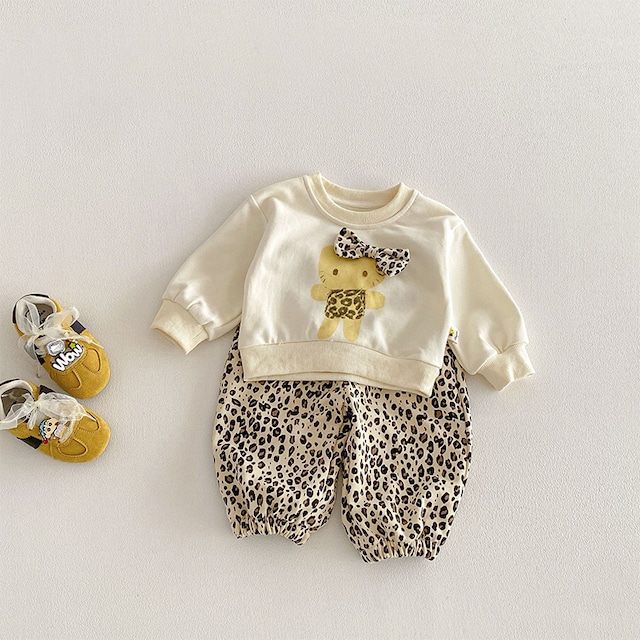 【BABY&KID】春作ハローキティヒョウ柄スウェット＆パンツセット