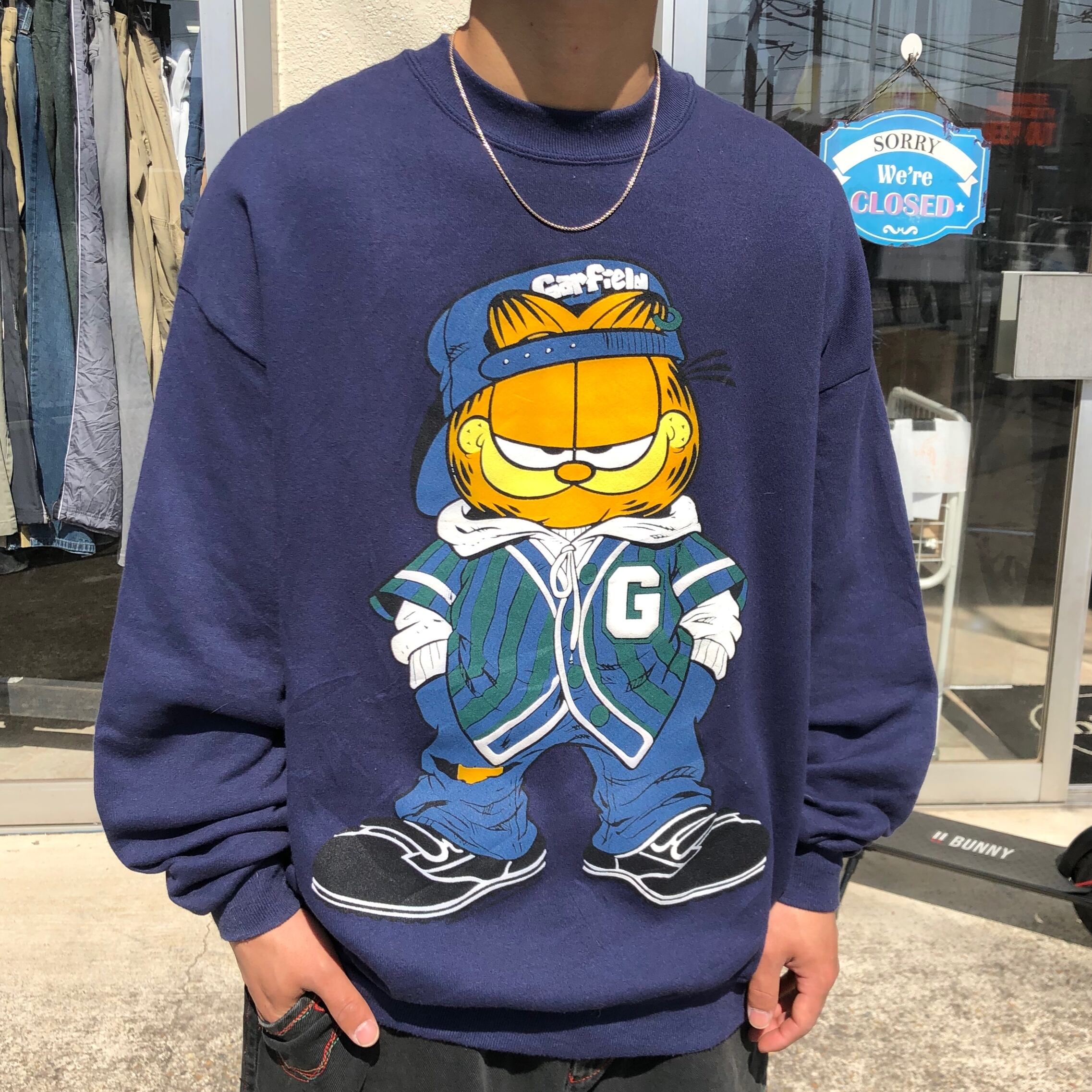 【希少】90s Garfield ガーフィールド Tシャツ デカプリント　グレー