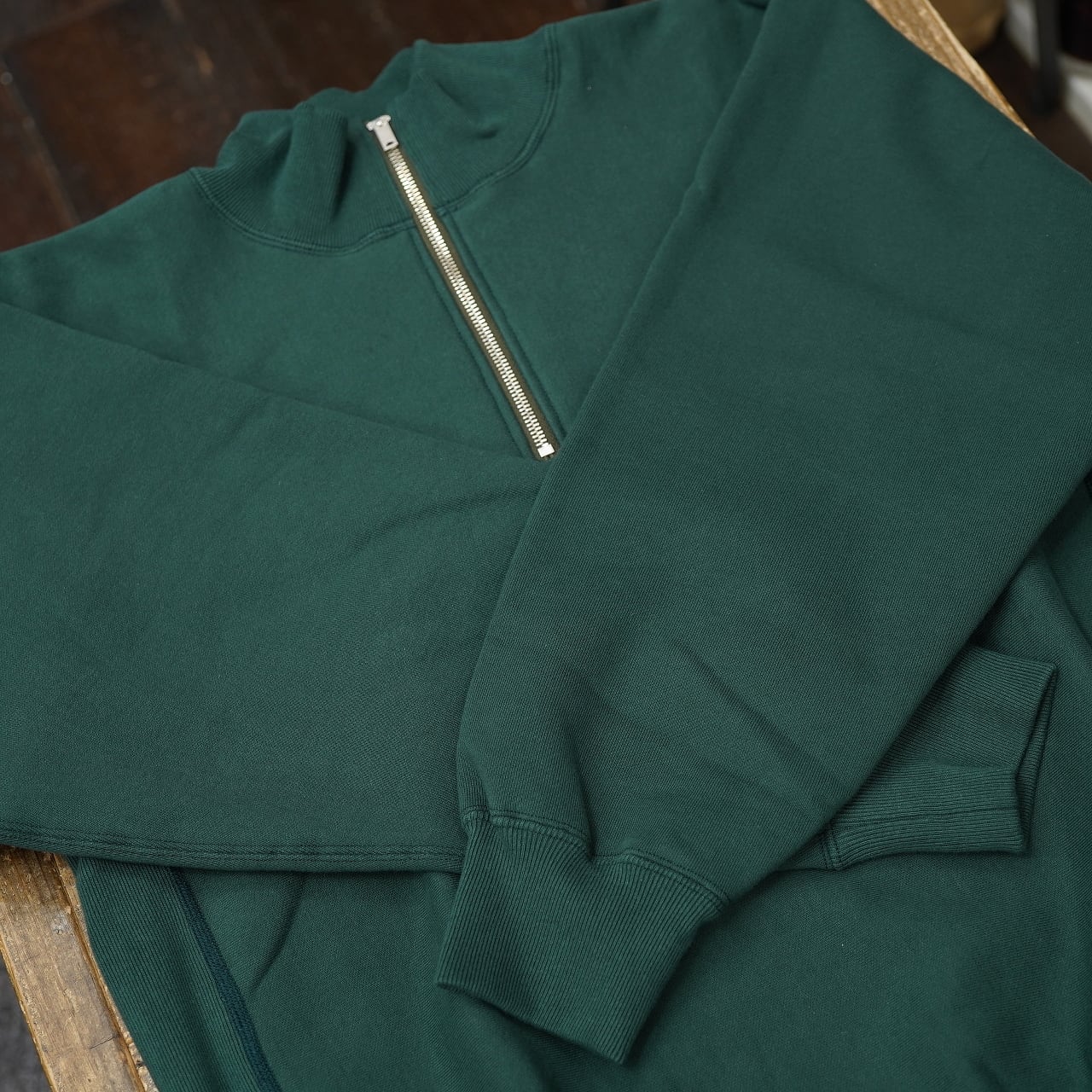 Workers(ワーカーズ) トリコタグ ハーフジップヘヴィースウェット DMグリーン