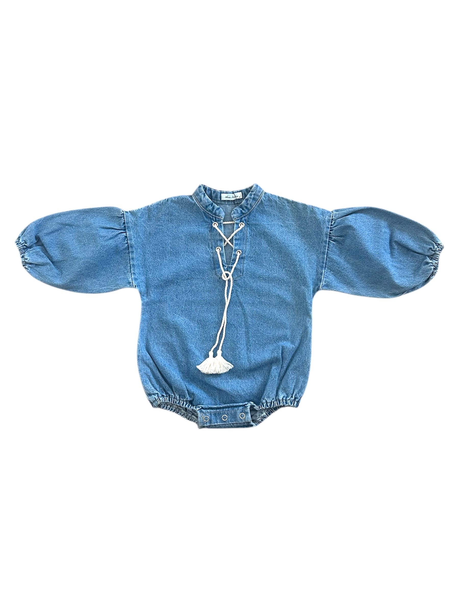 lace up denim rompers