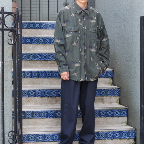 USA VINTAGE WOOL RICH DUCK PATTERNED LONG SLEEVE SHIRT/アメリカ古着ウールリッチ鴨柄長袖シャツ