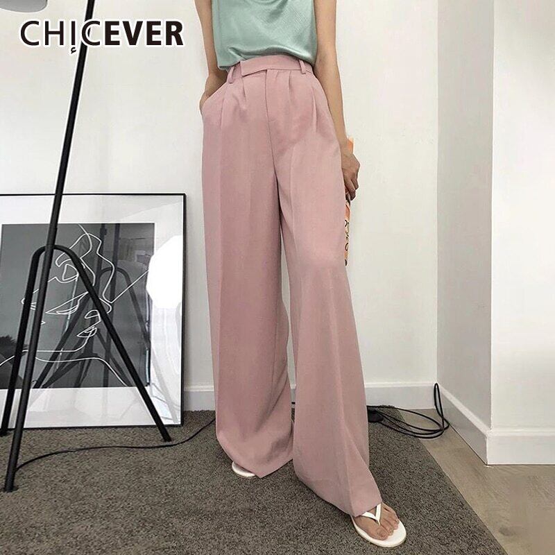 CHICEVERプリーツパンツレディースウエストフルレングスミニマリズムワイドレッグルーズパンツ2020 ワイドパンツ 6base597717840860