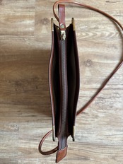 vintage brown leather square shoulder bag-5137-7
