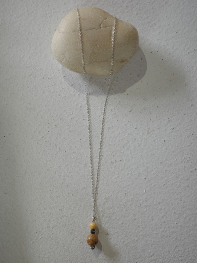 <vintage> jasper beads motif necklace