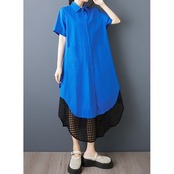 メッシュヘム シャツワンピース  30124