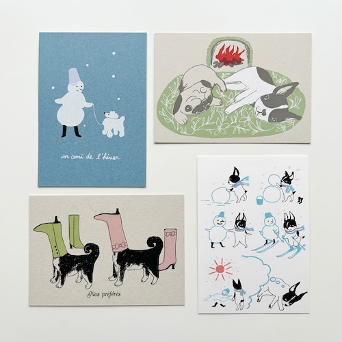 犬たちの冬＊postcard SET