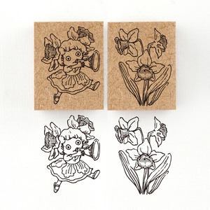 『ラッパズイセンの精霊 ナルシル Narcile』花の精霊フローラニマ達のスタンプ 26×34mm