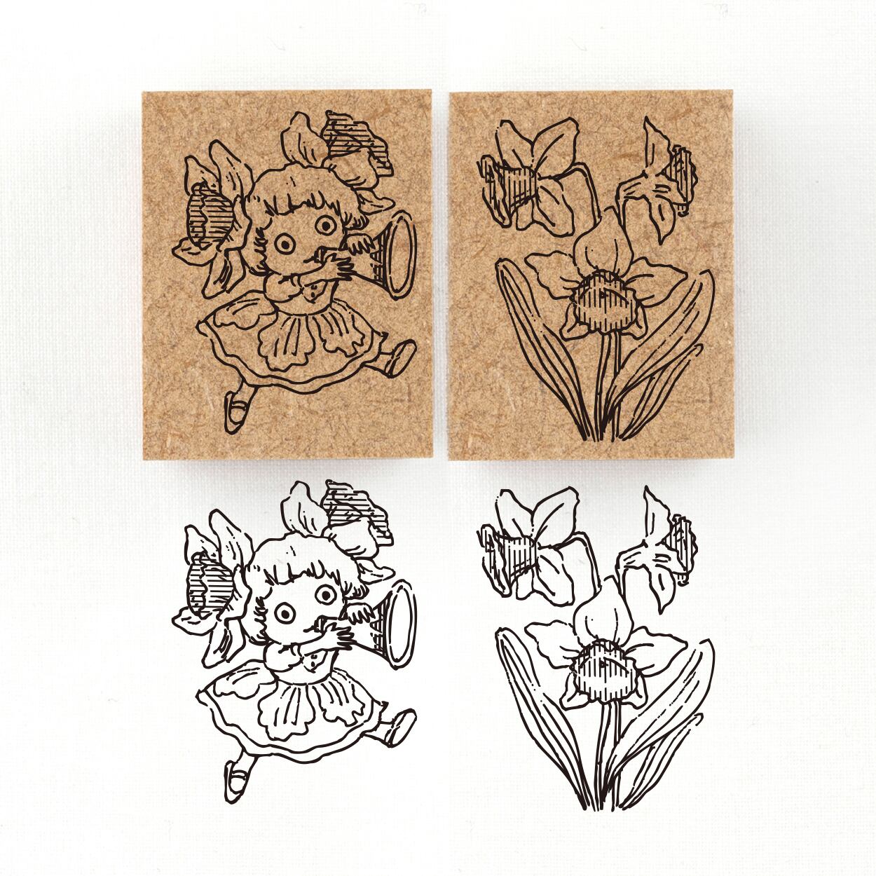 『ラッパズイセンの精霊 ナルシル Narcile』花の精霊フローラニマ達のスタンプ 26×34mm
