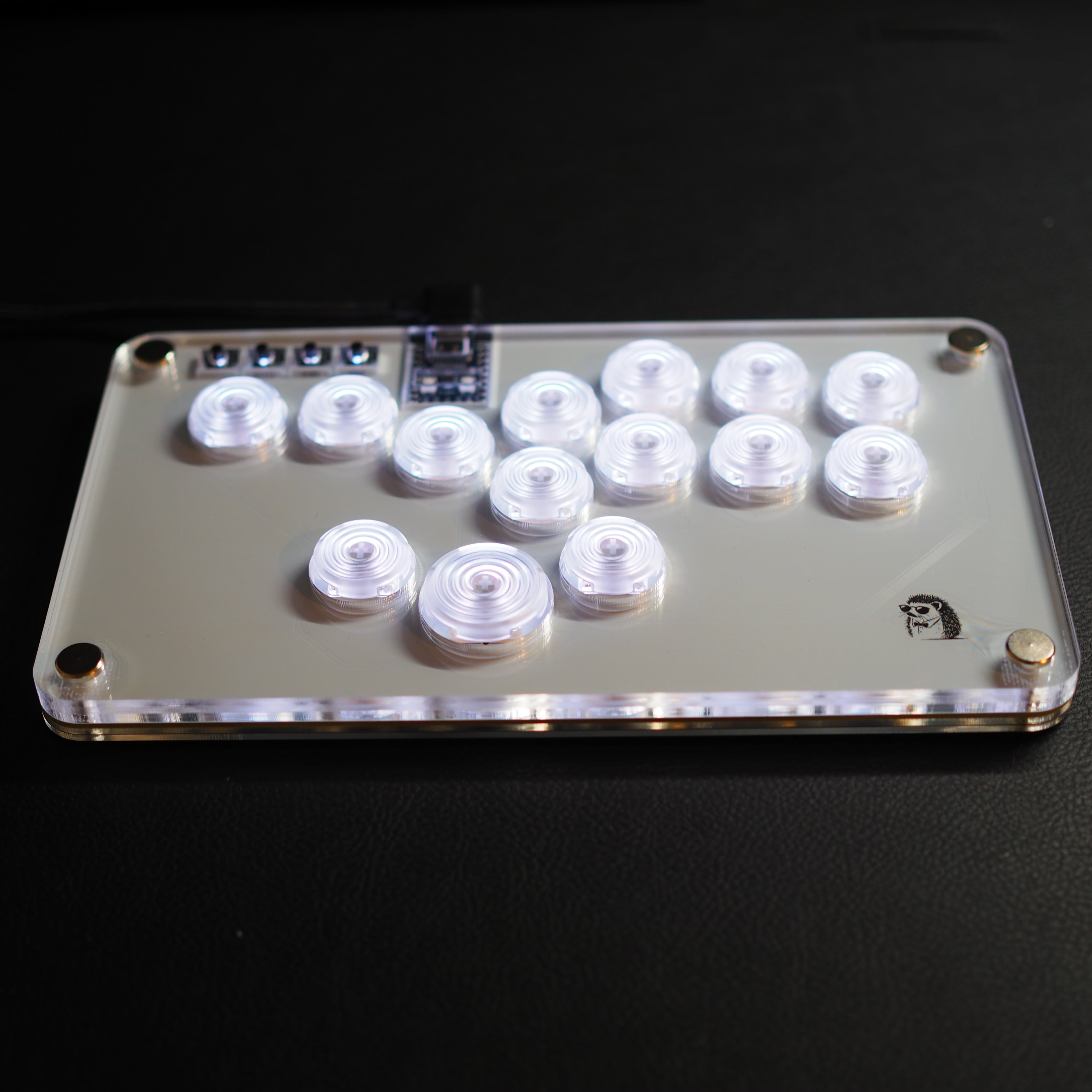 【LED】アクリルミニレバーレス１4ボタン　ホワイト LED】アクリルミニレバーレス14ボタン ホワイト | SPIKE SHOP