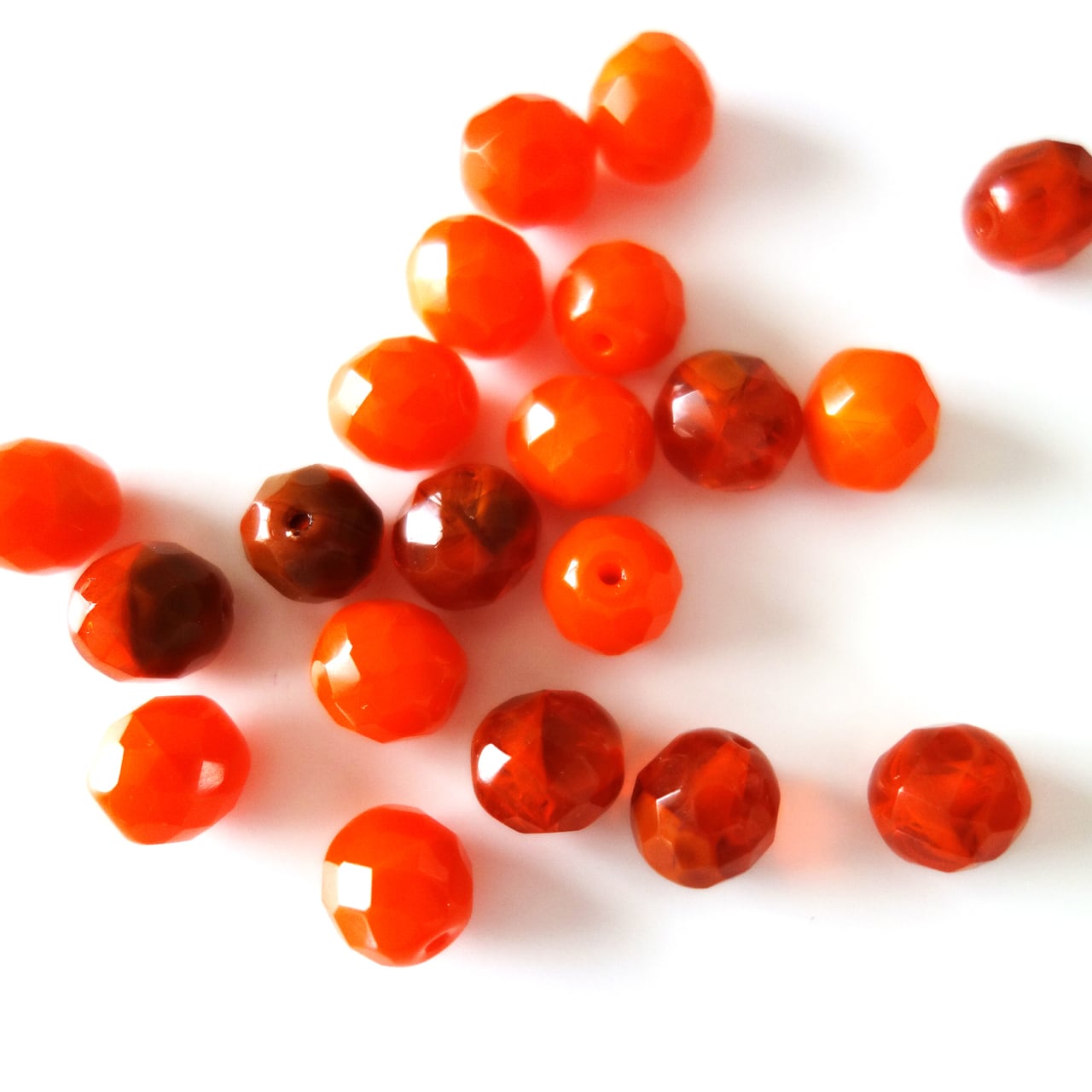 チェコ ファイアポリッシュビーズ クリアオレンジ&オレンジ(不透明) 10