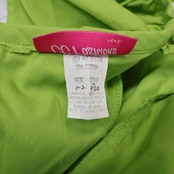 【ハワイ製 フラダンス衣装】ライトグリーン CC Fashions ワンピース ドレス 黄緑 花柄 爽やか 緑 黄 フリル アロハ かわいい