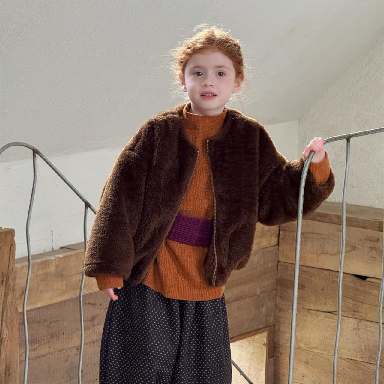 冬レトロ こだわり編みハーフネックニット