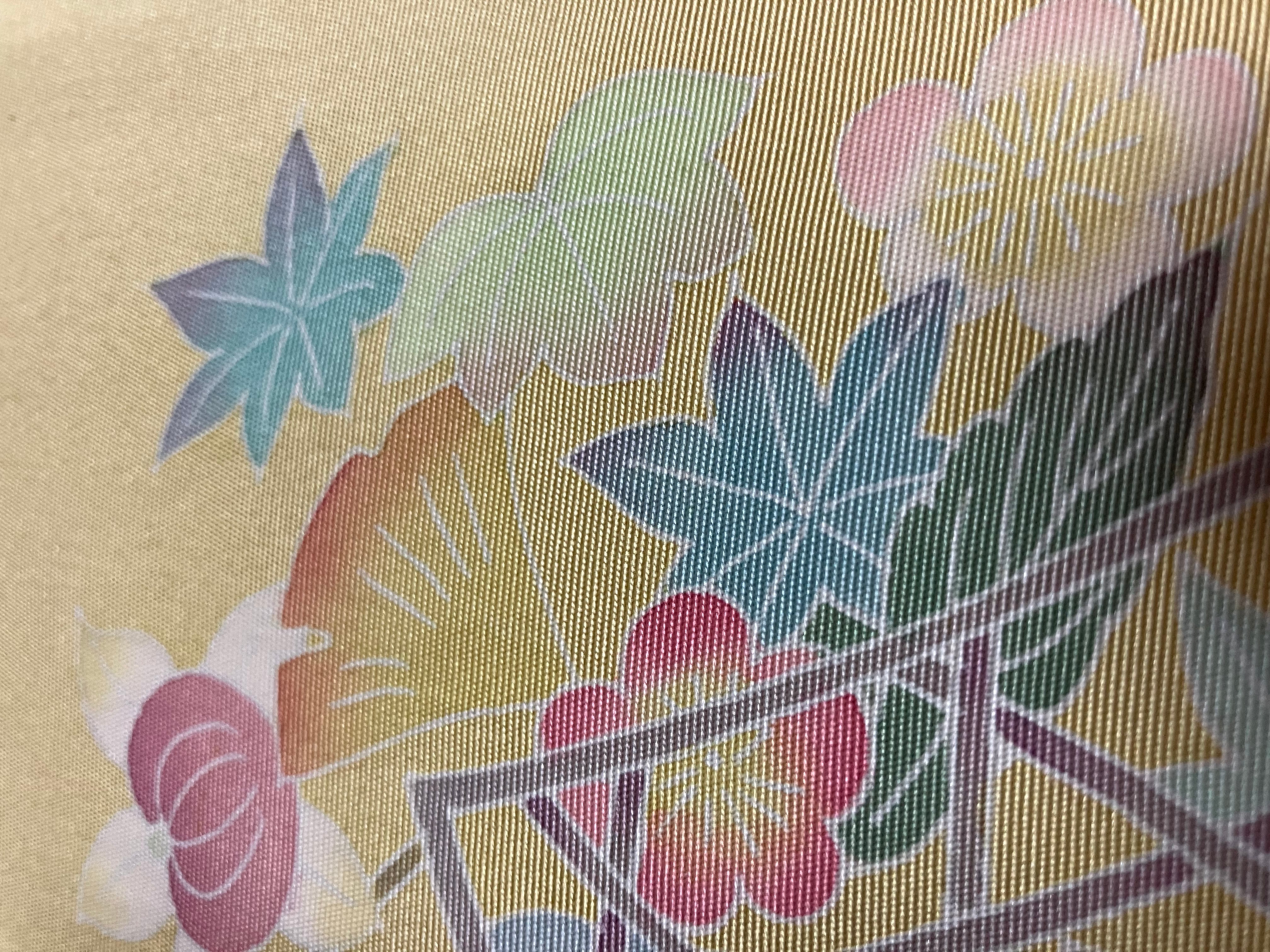 塩瀬名古屋帯（クリーム地花かご）