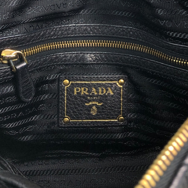 PRADA プラダ トートバッグ ブラック ロゴ レザー ラウンド vintage ヴィンテージ オールド 7zspmn