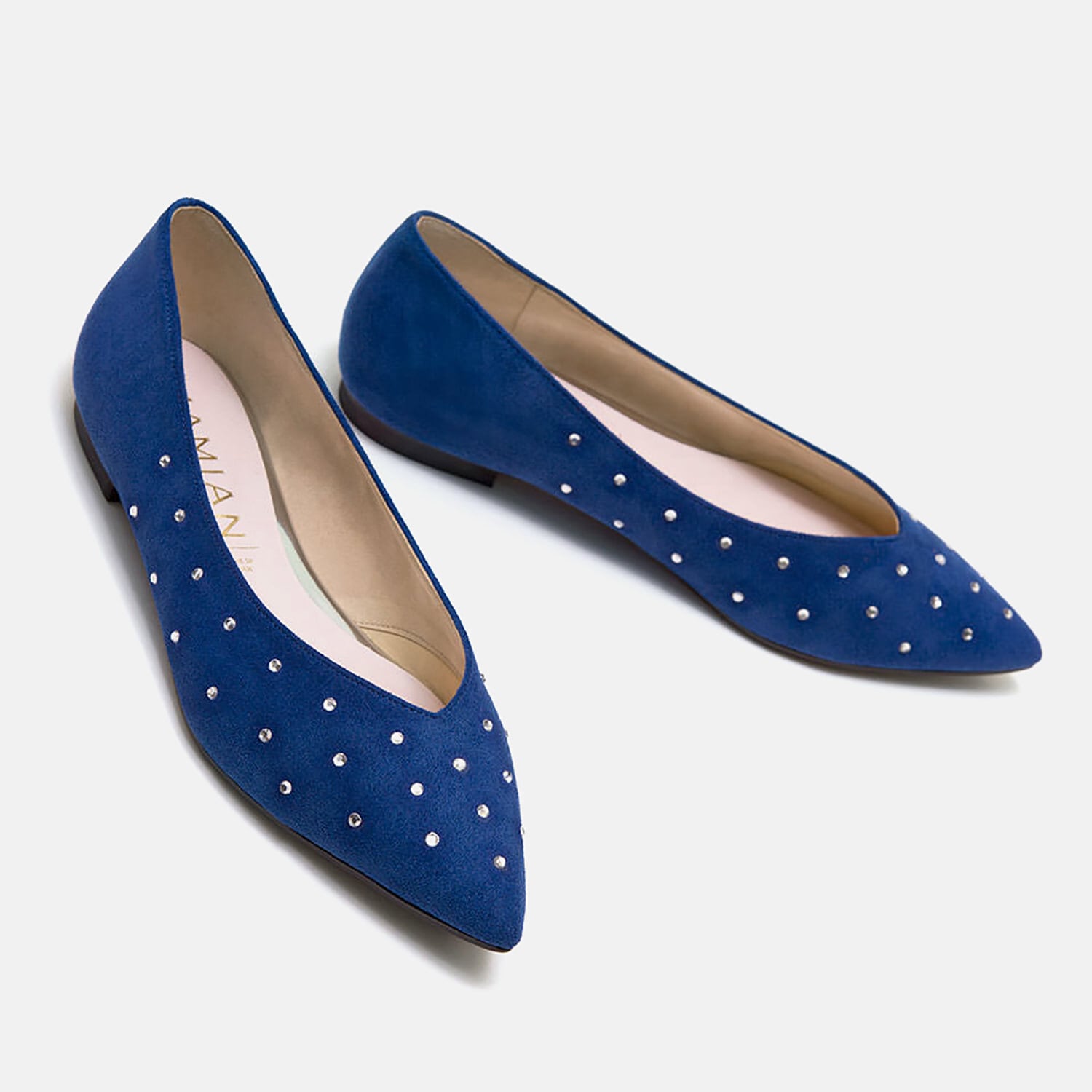 PELLECO グレー　スエード　ポインテッドトゥ フラットパンプス バレエシューズ パンプス ポインテッドトゥ フラット シープスエード