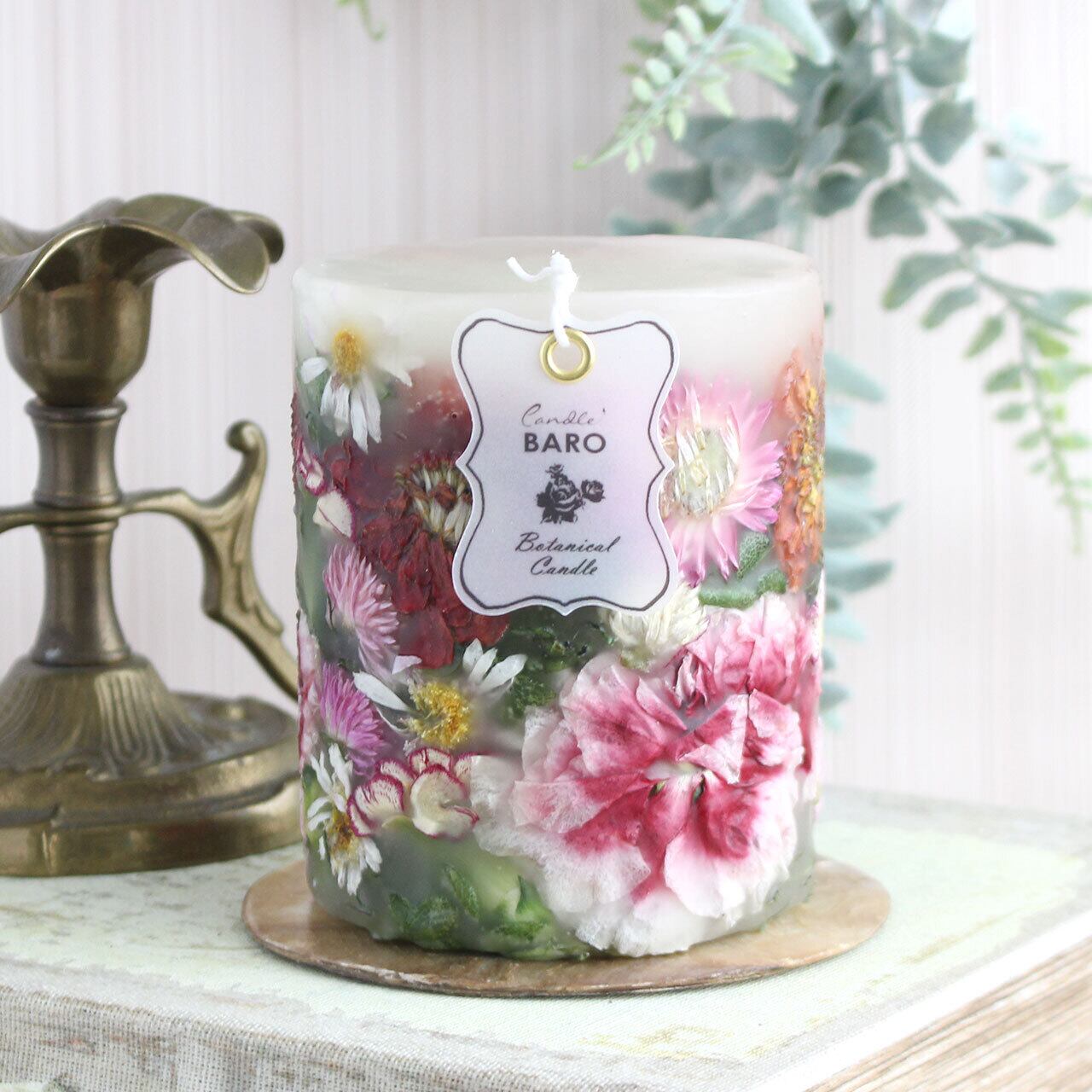 B210 ガーデンボタニカルキャンドル カーネーション ヘリクリサム ジニア Etc Candle Baro