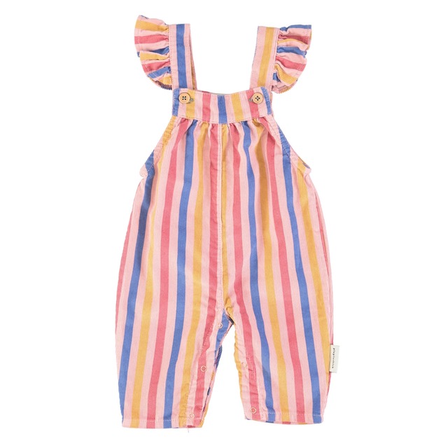 【18m-2y】piupiu chick  23aw　/　サロペット　オーバーオール　コーデュロイ　ピンク　dungarees-multicolor stripes-pink