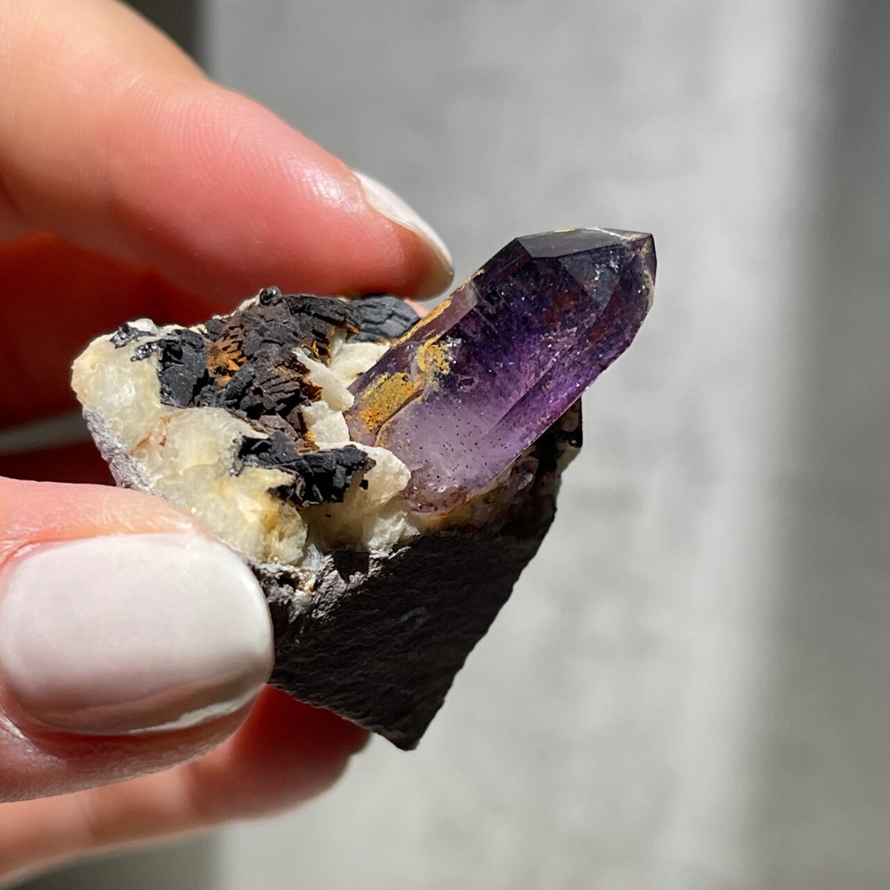 ナミビア ゴボボセブ山 アメシスト/プレナイト 鉱物標本 ナミビア