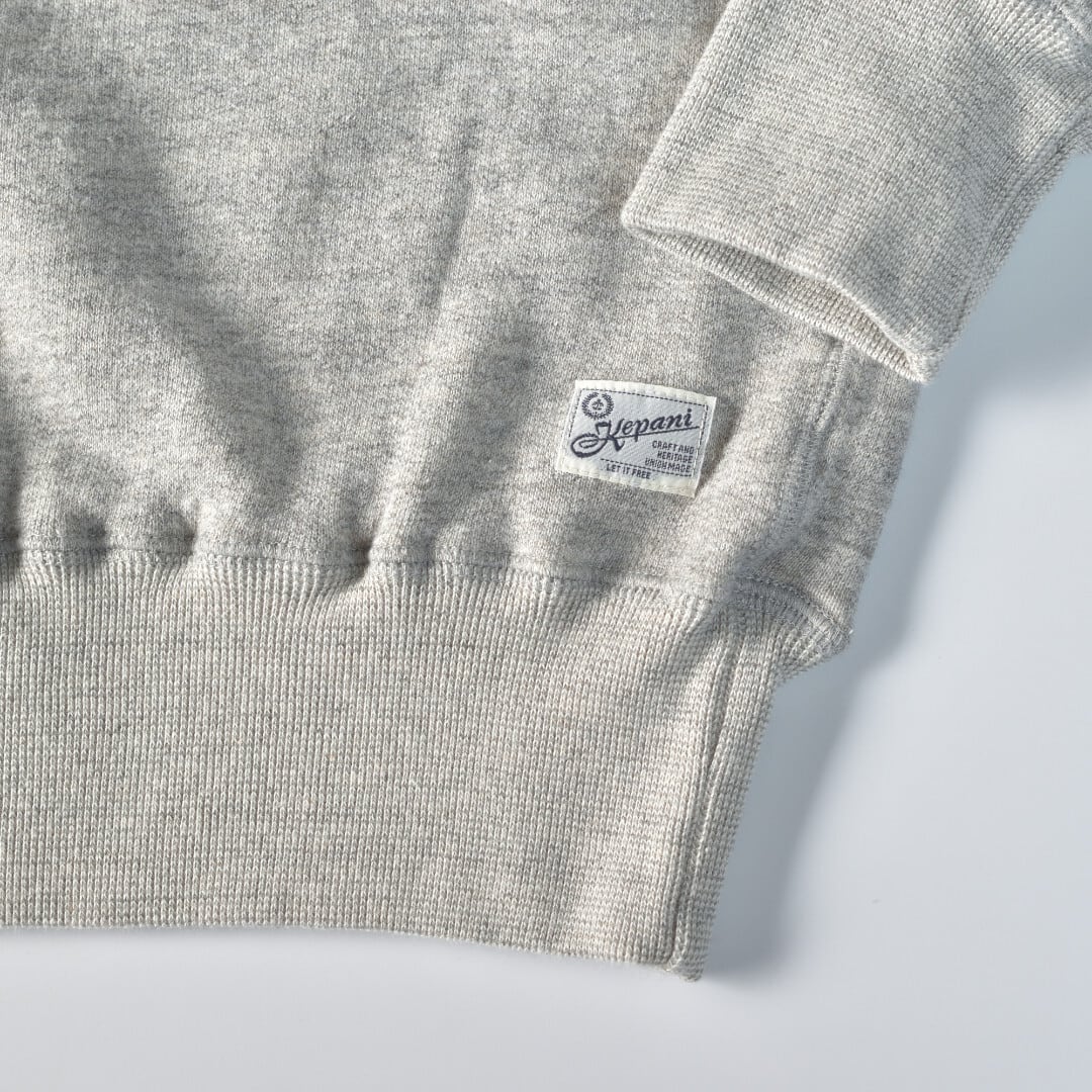 Kepani ケパニ ラフィー裏起毛 HARRIS-Ⅱ GUSSET CREW・ライトグレイ【送料無料】